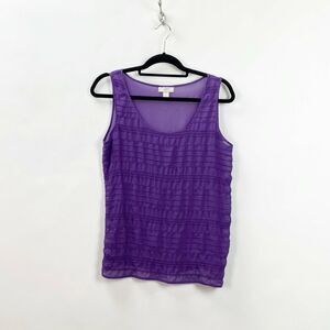2/$30 LOFT Small Womens Purple Sheer Textured Tank Top